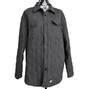 Men's Grey Casual K2 Quilted Lined Button Up Shacket  - Large